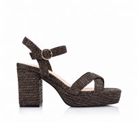 VERALI / HEPPELL PLATFORM HEELS / CHOCOLATE BROWN RAFFIA
