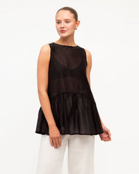 WHITE CLOSET / SHEER PEPLUM TOP / TF12119
