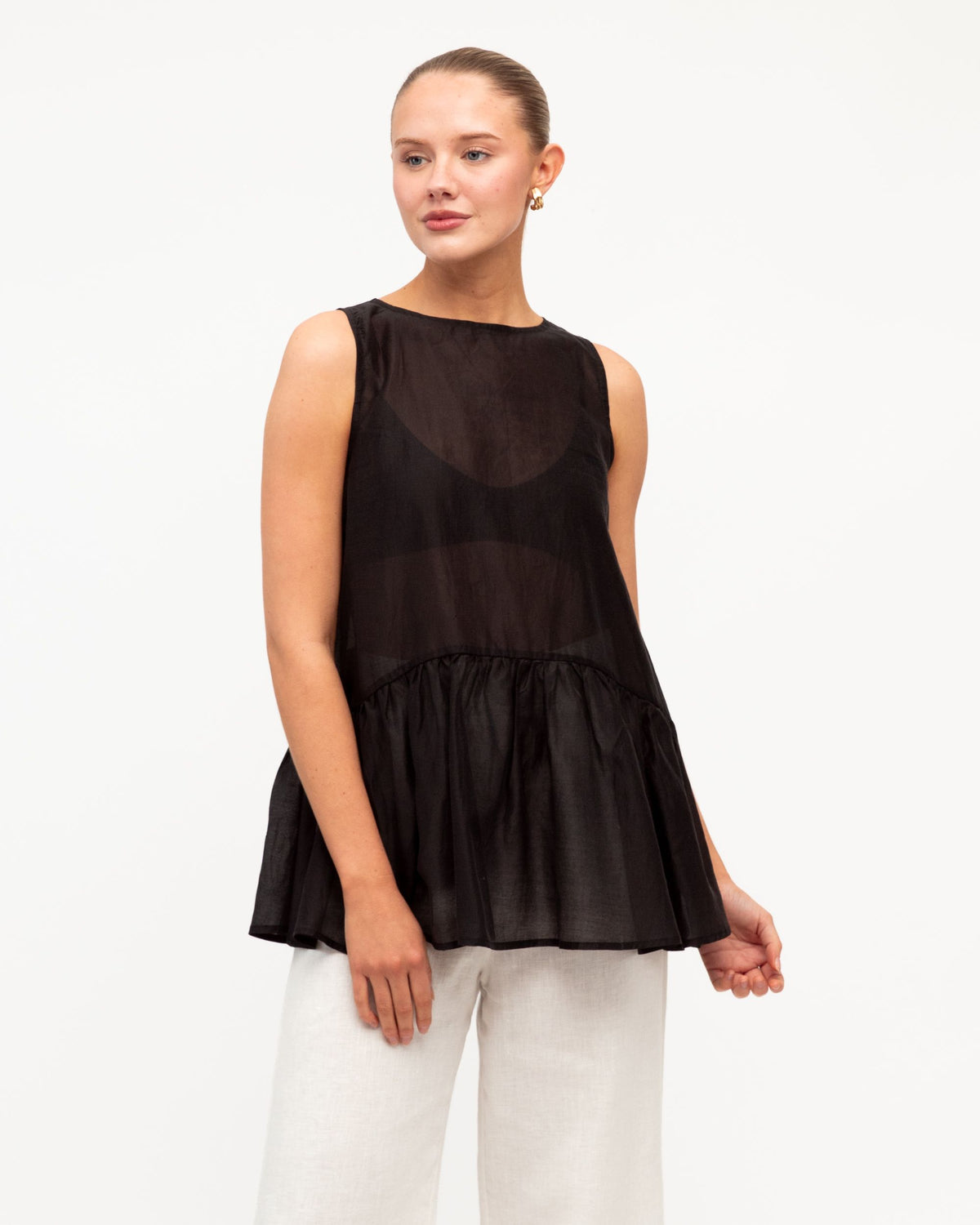 WHITE CLOSET / SHEER PEPLUM TOP / TF12119