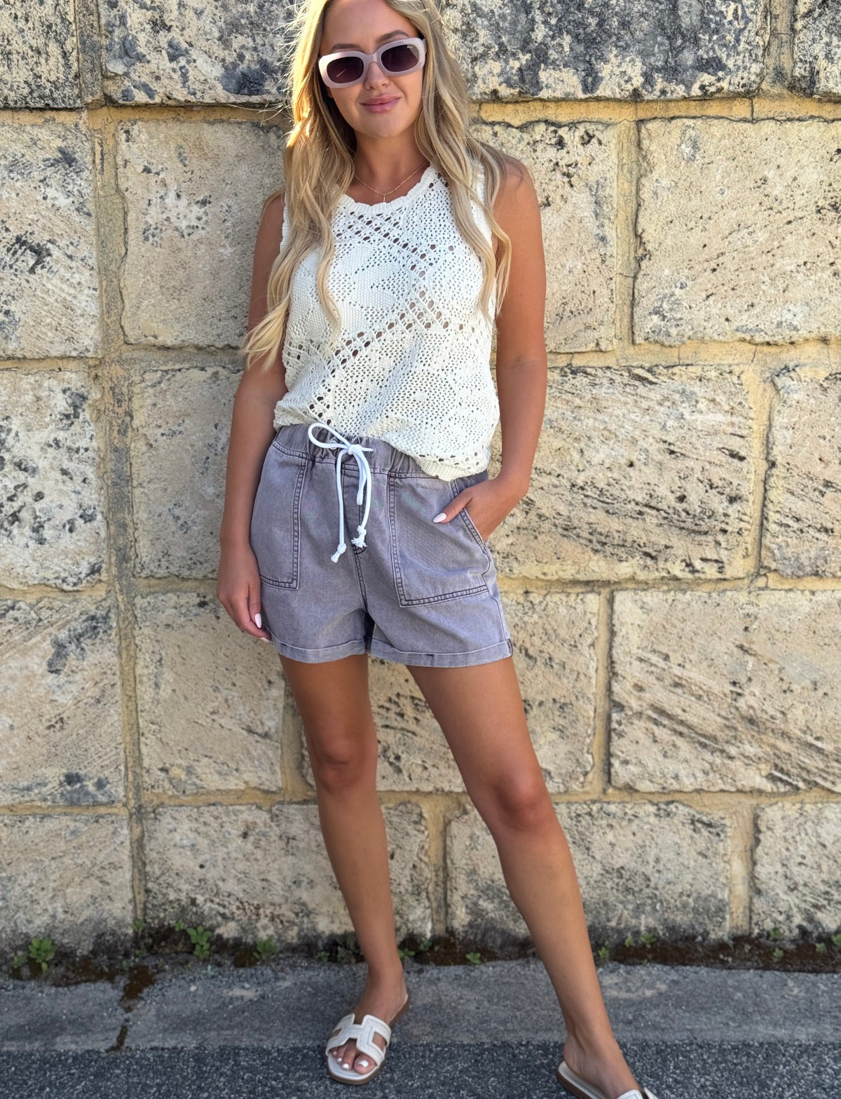 COUNTRY DENIM / COAST DRAWSTRING DENIM SHORTS / W PURPLE / CGJ1856S