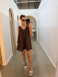 BY FRANKIE LACE TRIM DRESS / CHOCOLATE / 1236-3