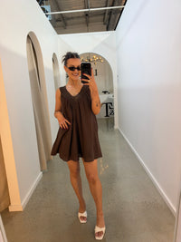 BY FRANKIE LACE TRIM DRESS / CHOCOLATE / 1236-3