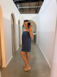 BY FRANKIE / BEADED STRAP DARK DENIM DRESS / 1238-1