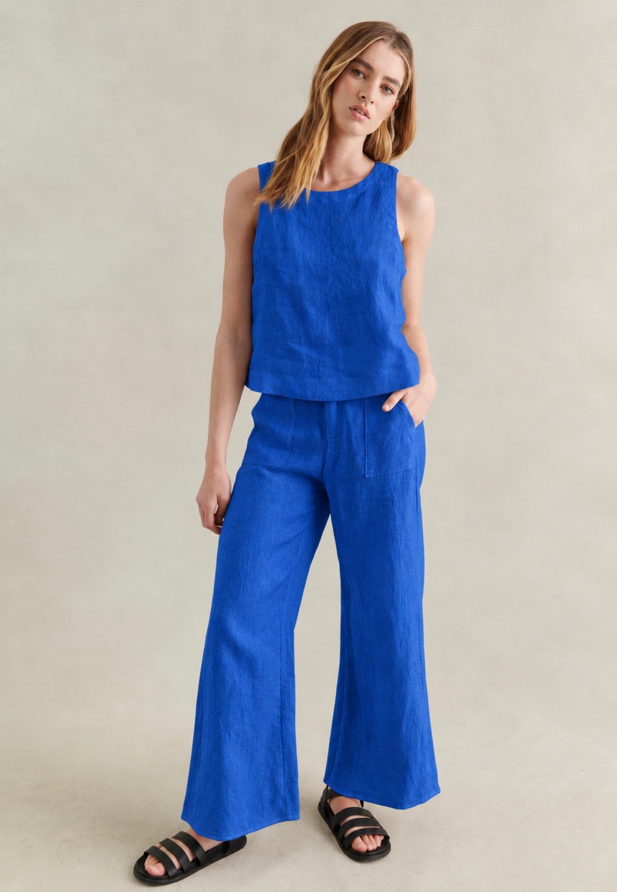 LITTLE LIES / JUDE LINEN TOP / COBALT / R24090501