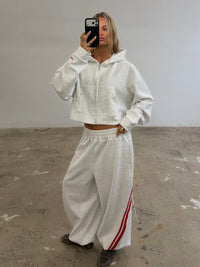 SSAINT / CROPPED HOODIE GREY- RED