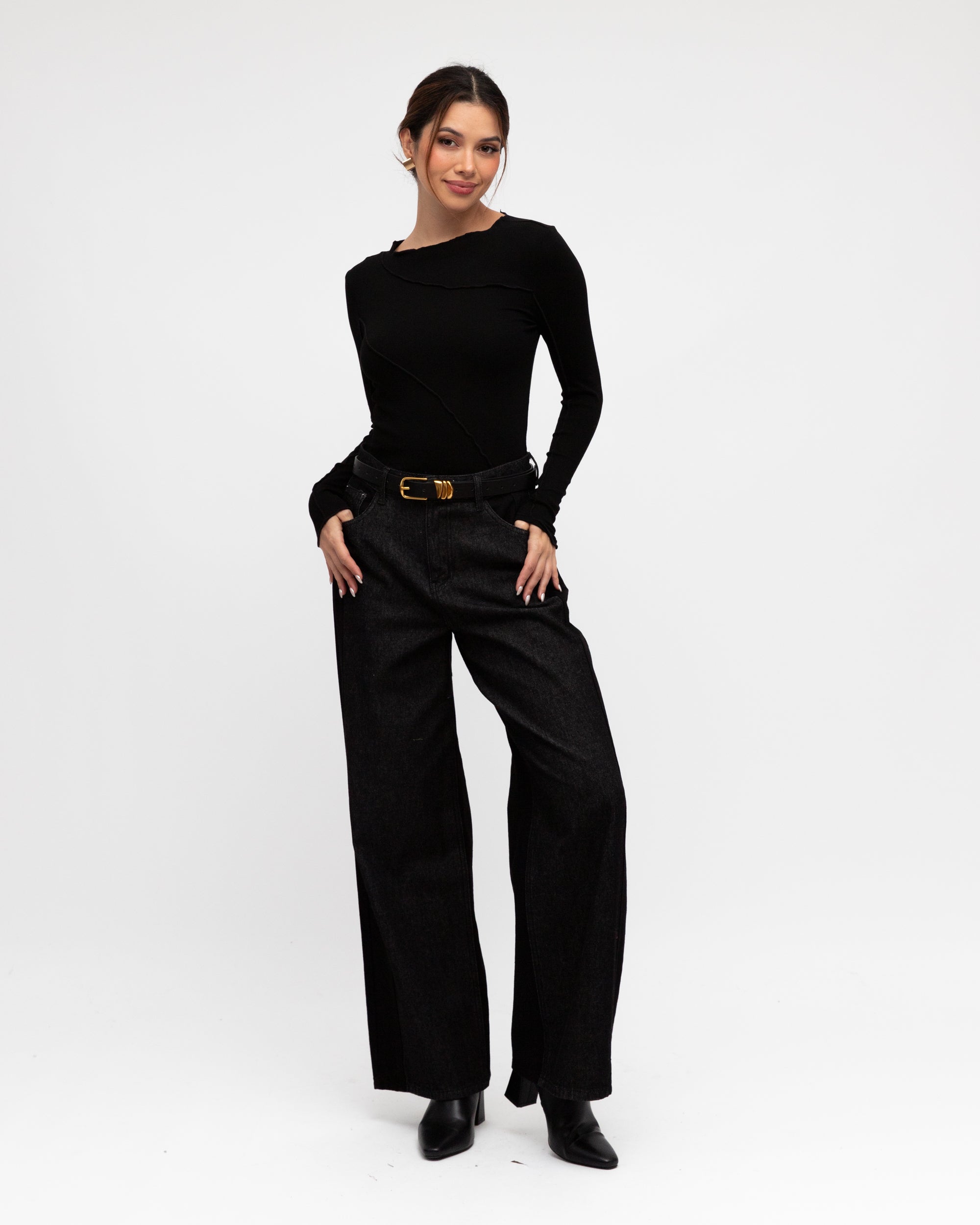 PAPER HEART / SEAMS THAT WAY TOP / BLACK / PH11155