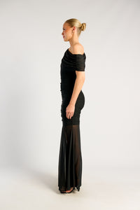 STYLE STATE / MESH ASYMMETRIC NECKLINE MAXI DRESS / SDR1972A