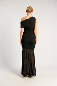 STYLE STATE / MESH ASYMMETRIC NECKLINE MAXI DRESS / SDR1972A