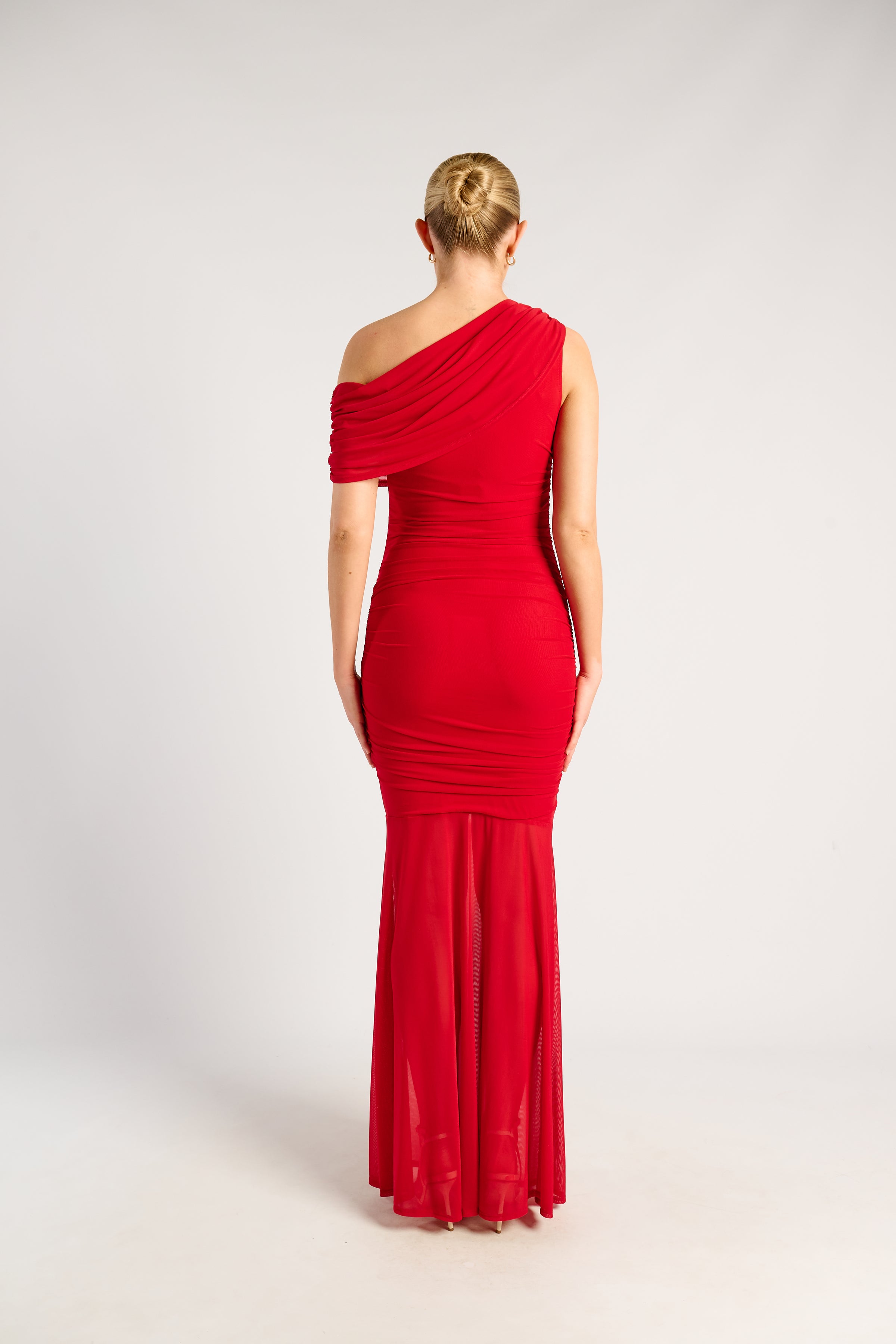 STYLE STATE / MESH ASYMMETRIC NECKLINE MAXI DRESS / SDR1972A