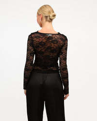 WHITE CLOSET / TARA LACE WRAP TOP / BLACK / TF11937