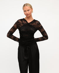 WHITE CLOSET / TARA LACE WRAP TOP / BLACK / TF11937