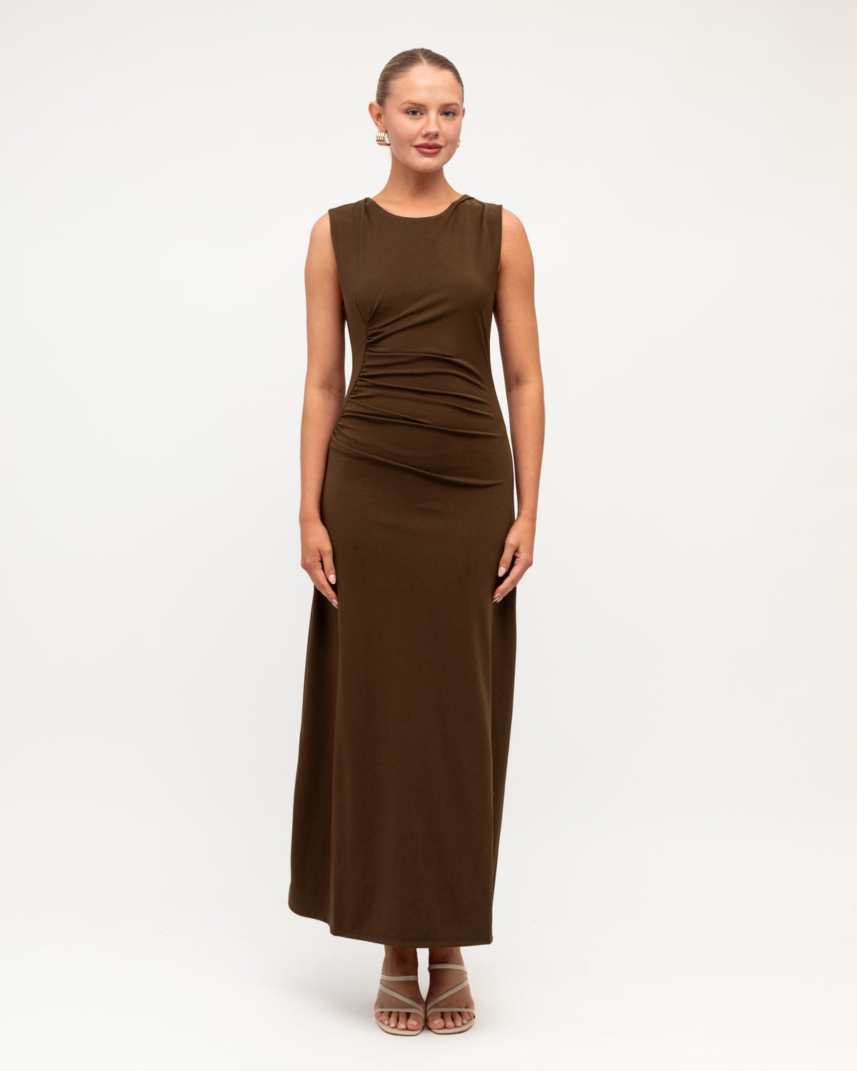 WHITE CLOSET / RIYA MIDI DRESS / CHOCOLATE / TF11977