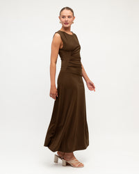 WHITE CLOSET / RIYA MIDI DRESS / CHOCOLATE / TF11977