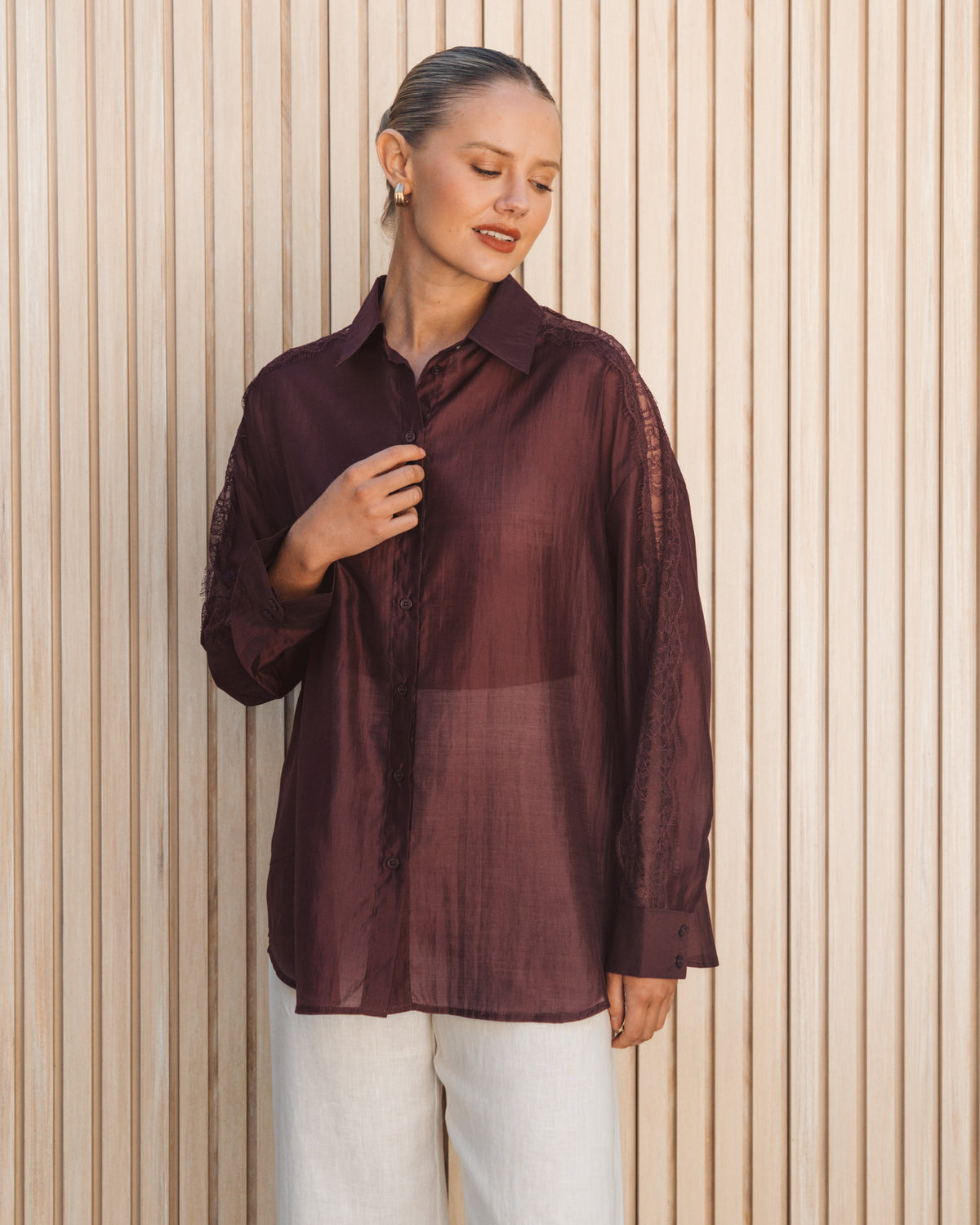 WHITE CLOSET / MABEL SHIRT / MERLOT / TF12002
