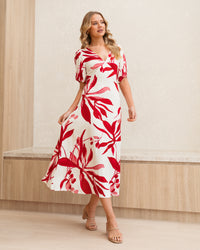 WHITE CLOSET / SCARLET BLOOM MIDI DRESS / TFE12102