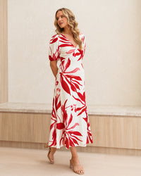 WHITE CLOSET / SCARLET BLOOM MIDI DRESS / TFE12102