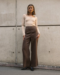 WHITE CLOSET / FLIP LINEN PANTS / CHOCOLATE / TFL7581-65