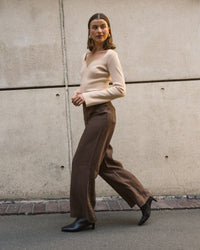 WHITE CLOSET / FLIP LINEN PANTS / CHOCOLATE / TFL7581-65