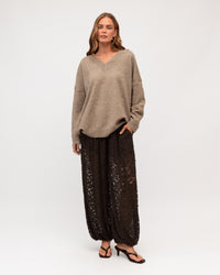 EBBY & I / LACEY LACE BALLON PANT / CHOCOLATE / VV12135