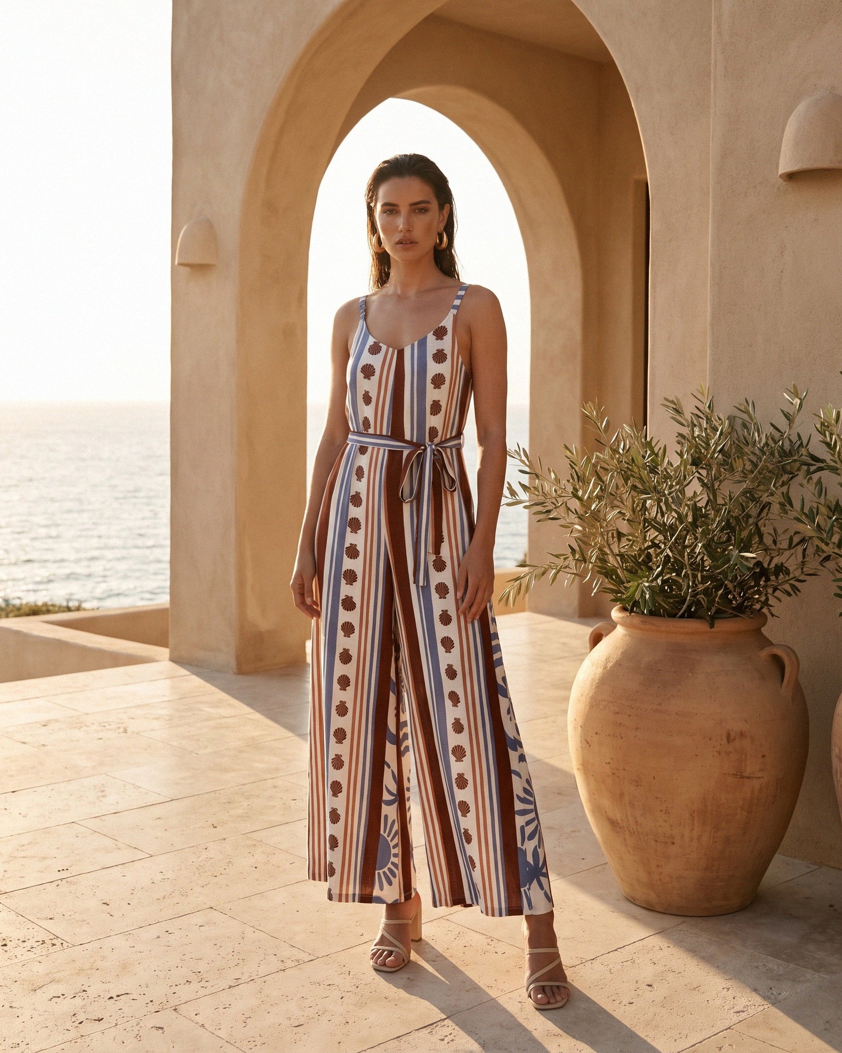 LINEN LUX / MEDITERRANEAN SEA JUMPERSUIT / VVNE12237