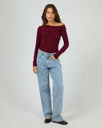 SILENT THEORY ASHTON KNIT LAYERED LS TOP / 60X5444.CHRY