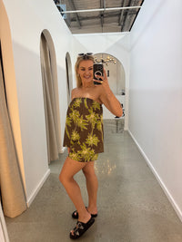 BY FRANKIE / CHOC - GREEN PALMA STRAPLESS TOP / 739-18
