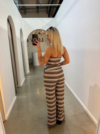 BY FRANKIE / CHOC - PEACH STRIPPED PANTS / 853-1