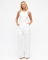 WHITE CLOSET / CASTAWAY LINEN PANTS / WHITE