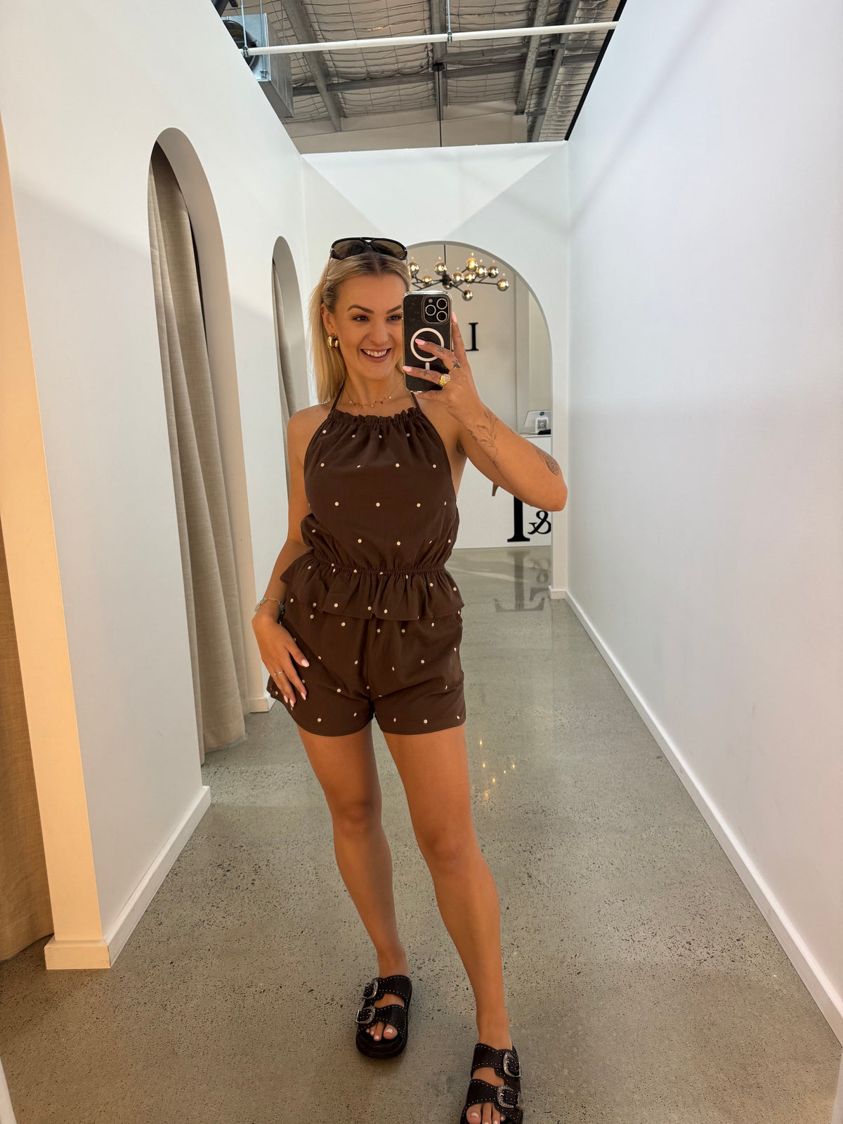 BY FRANKIE / CHOC POLKA PLAYSUIT / 736-2