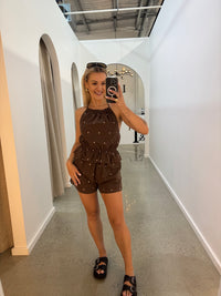 BY FRANKIE / CHOC POLKA PLAYSUIT / 736-2