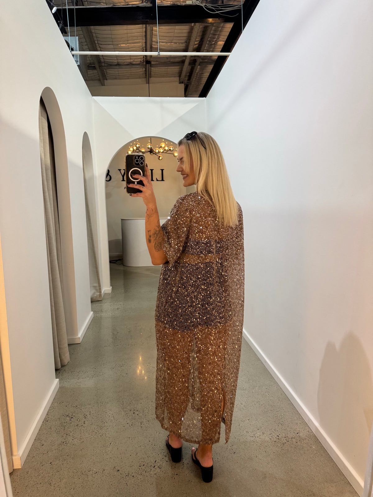 BY FRANKIE / MOCHA SEQUIN DRESS / 699-1