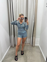 BY FRANKIE / BLUE/CHOC WAFFLE SHIRT / 835-1