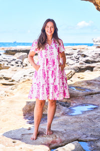 Elisha Dress - Pink/white