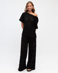 WHITE CLOSET / JENNA LACE TEE / BLACK / TF10936-2