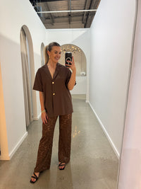 BY FRANKIE / CHOCOLATE - GOLD BUTTON SHIRT / 244-3