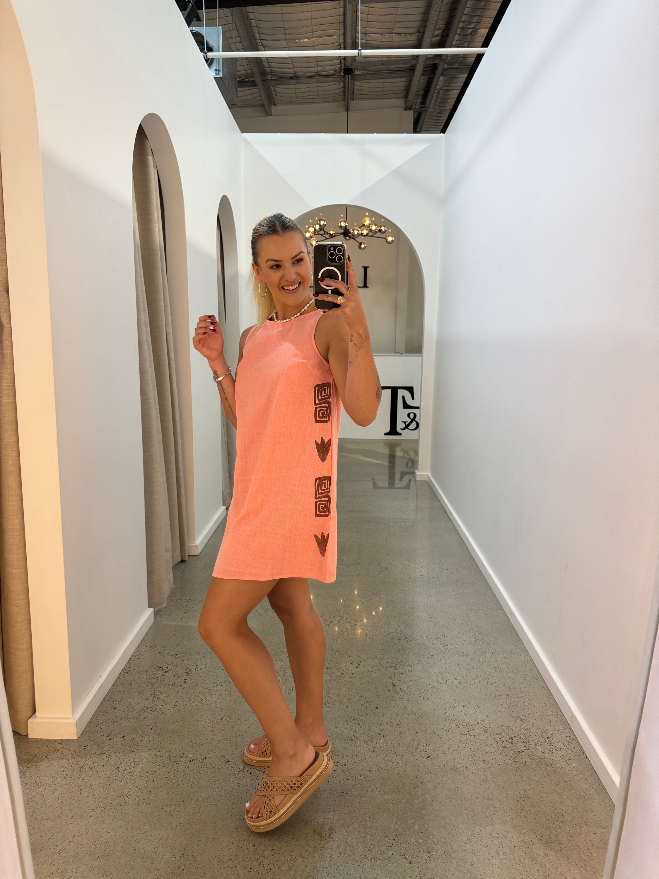 BY FRANKIE / PEACH CHOC SIDE PANEL SHIT DRESS / 144-12