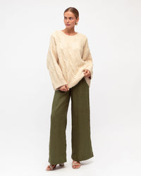 WHITE CLOSET / FLIP LINEN PANTS KAHKI TGL7581-58