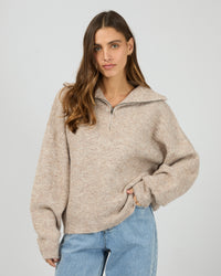 SILENT THEORY / BONNI KNIT 1/4 ZIP JUMPER / 6077112.BRWN