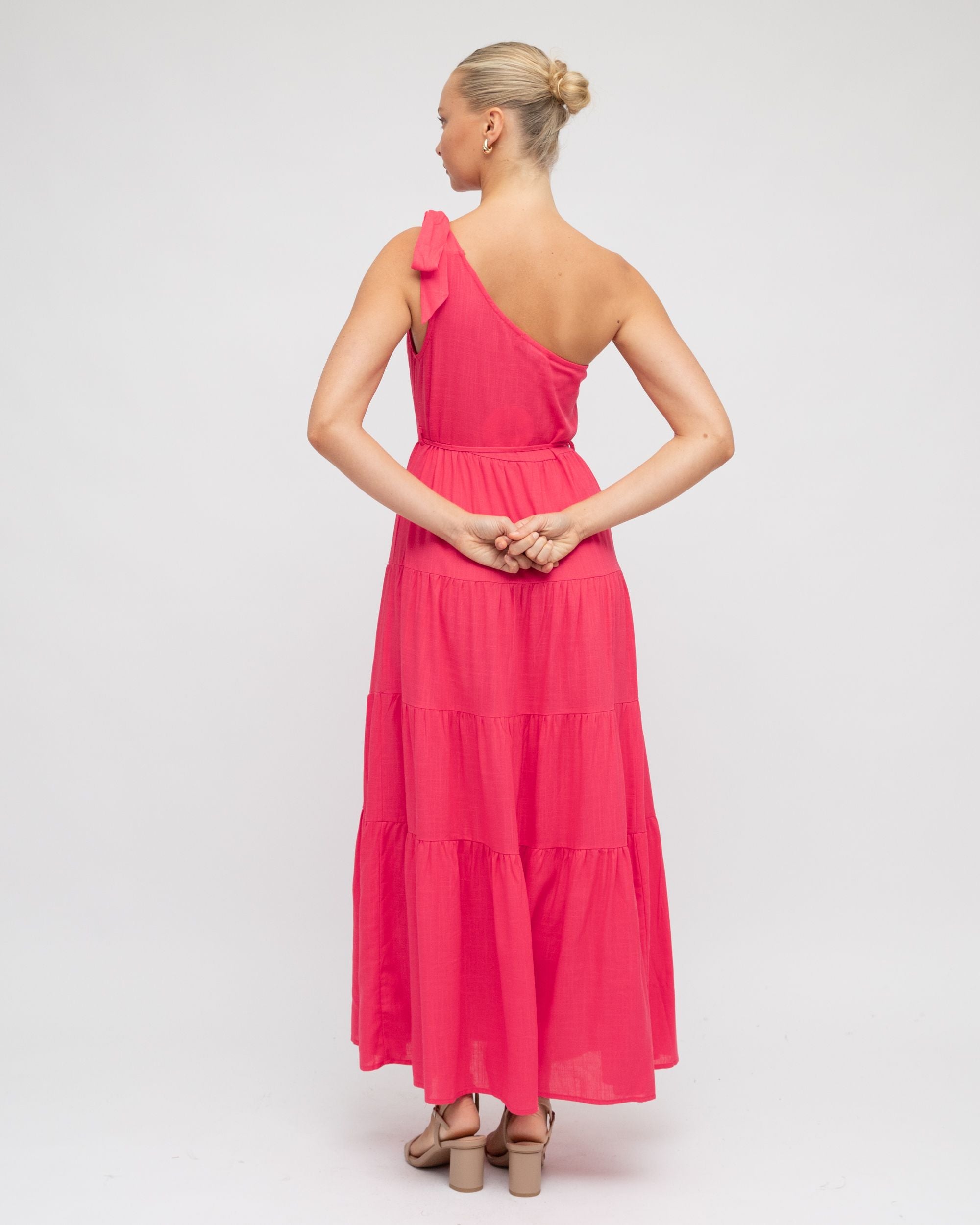 EBBY & I / ELLESMERE ONE SHOULDER DRESS / PINK