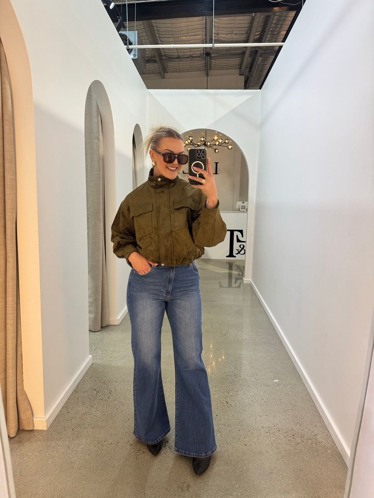 BY FRANKIE / KHAKI FAX SUEDE JACKET / 889-2