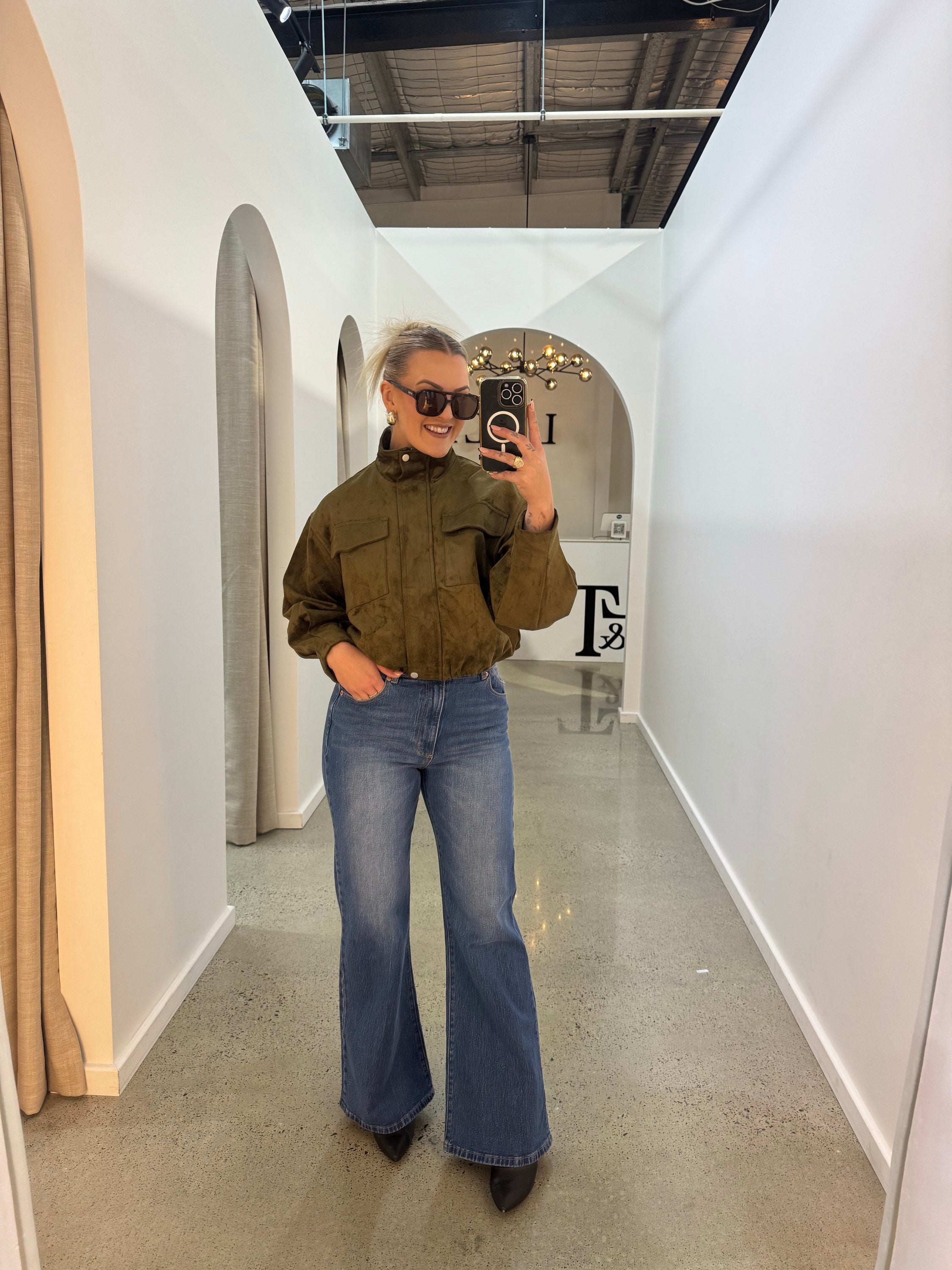 BY FRANKIE / KHAKI FAX SUEDE JACKET / 889-2