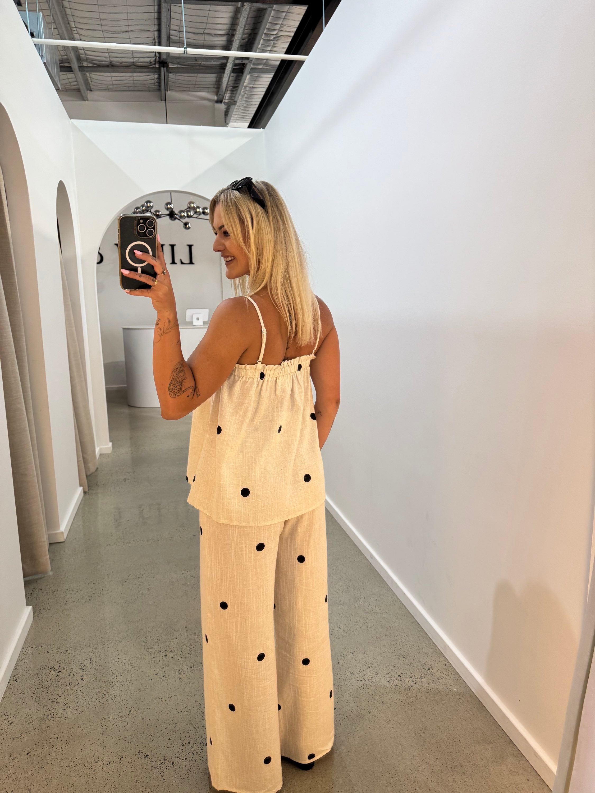 BY FRANKIE / OATMEAL POLKA TOP / 575-2