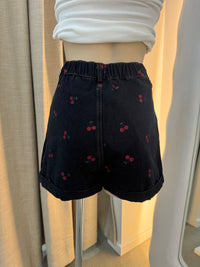 BY FRANKIE / CHERRY DENIM SHORTS / BLACK
