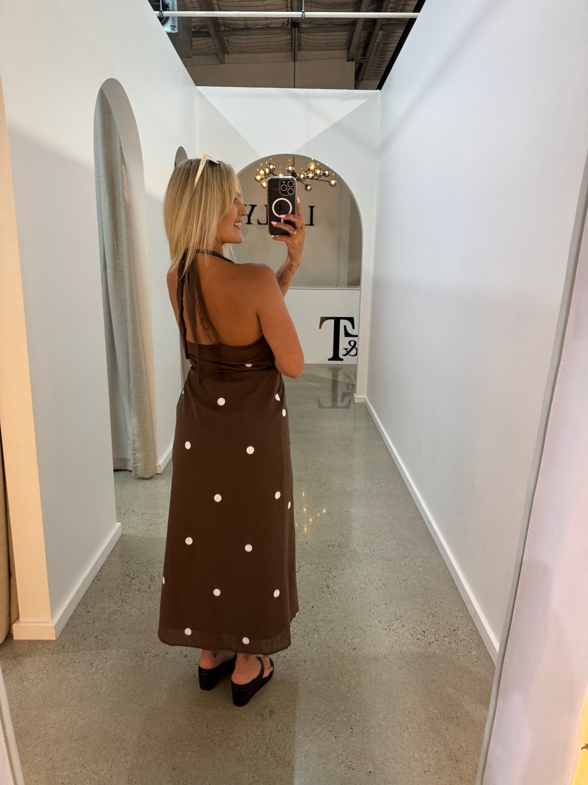 BY FRANKIE / CHOC POLKA WRAP DRESS / 557-2