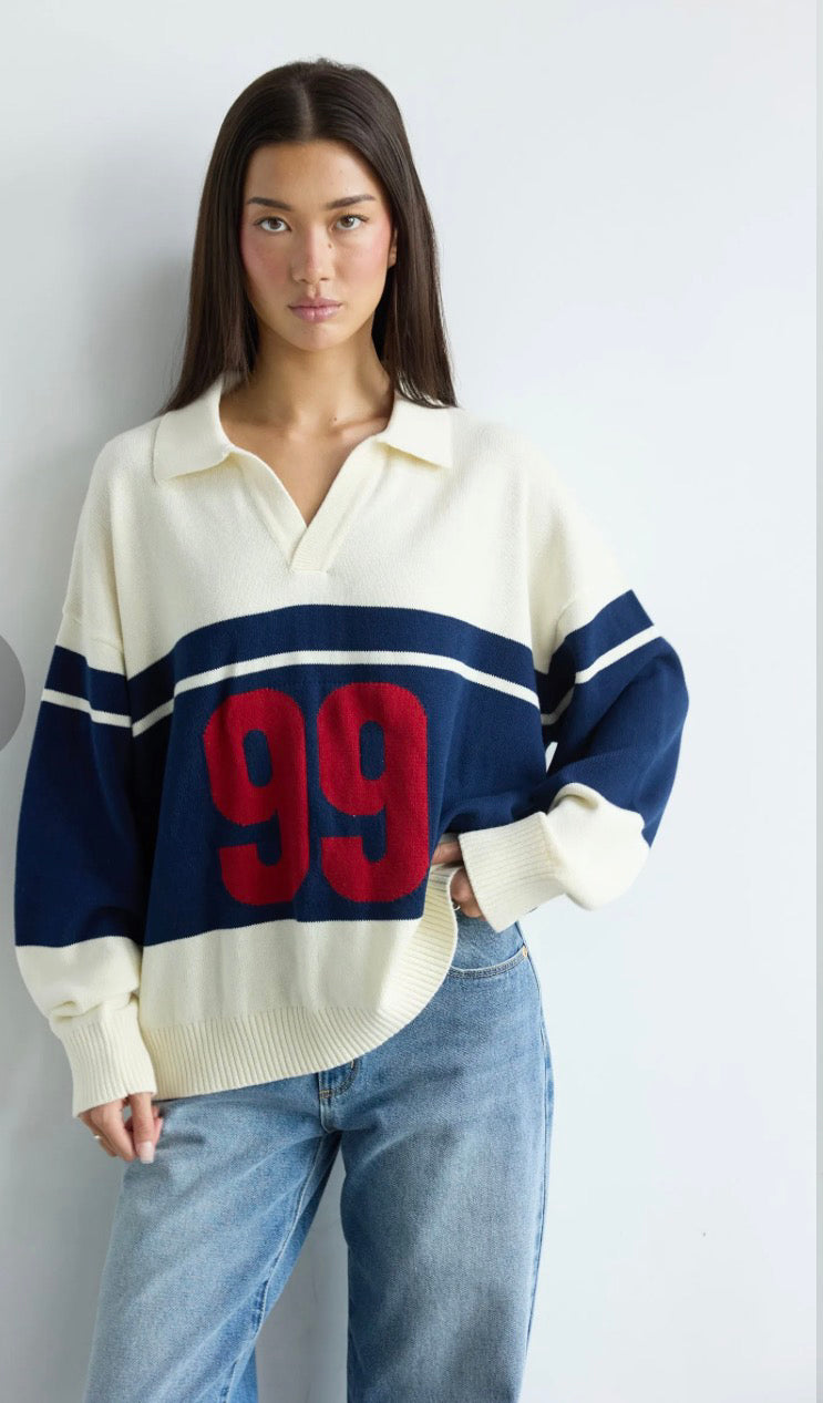 ABRAND / 99 RUGBY KNIT TOP / A62N03