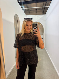 BY FRANKIE / BLACK OVERSIZED SEQUIN TOP / 231-11