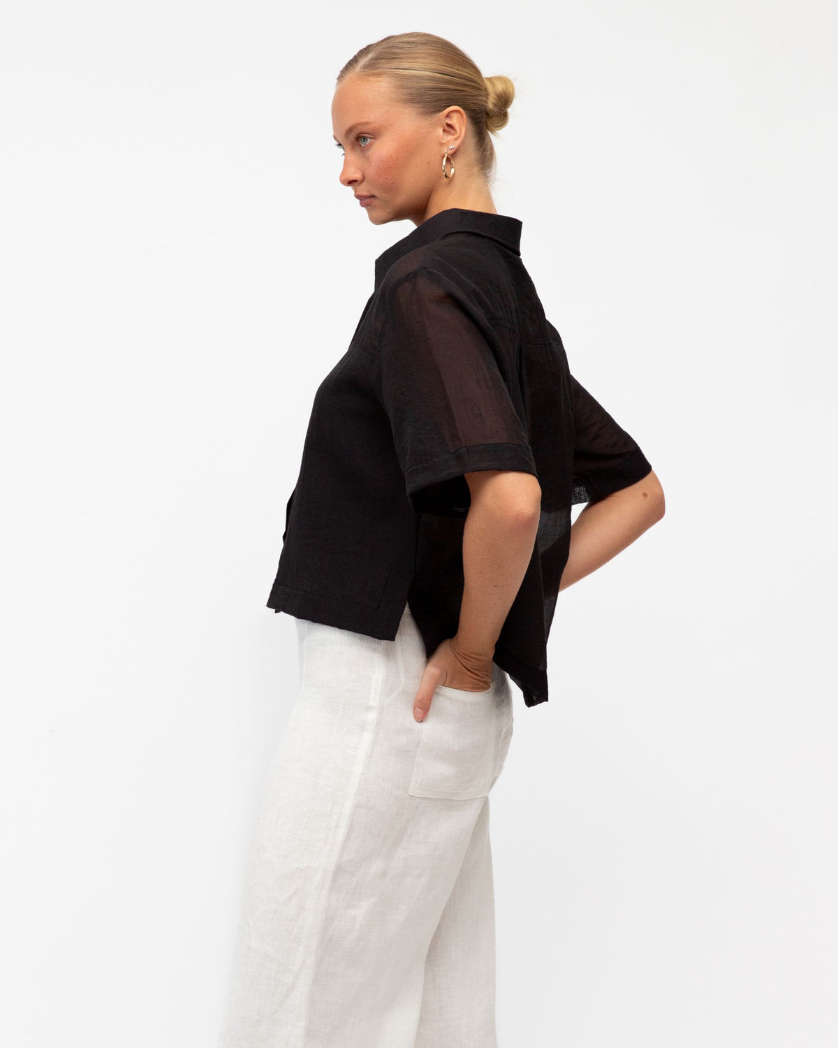 WHITE CLOSET / BLACK SHEER SHIRT / TF11530