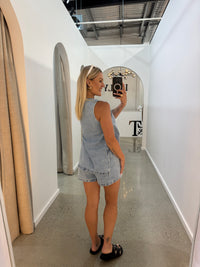 BY FRANKIE / LIGHT DENIM PANEL SHORTS / 66-2