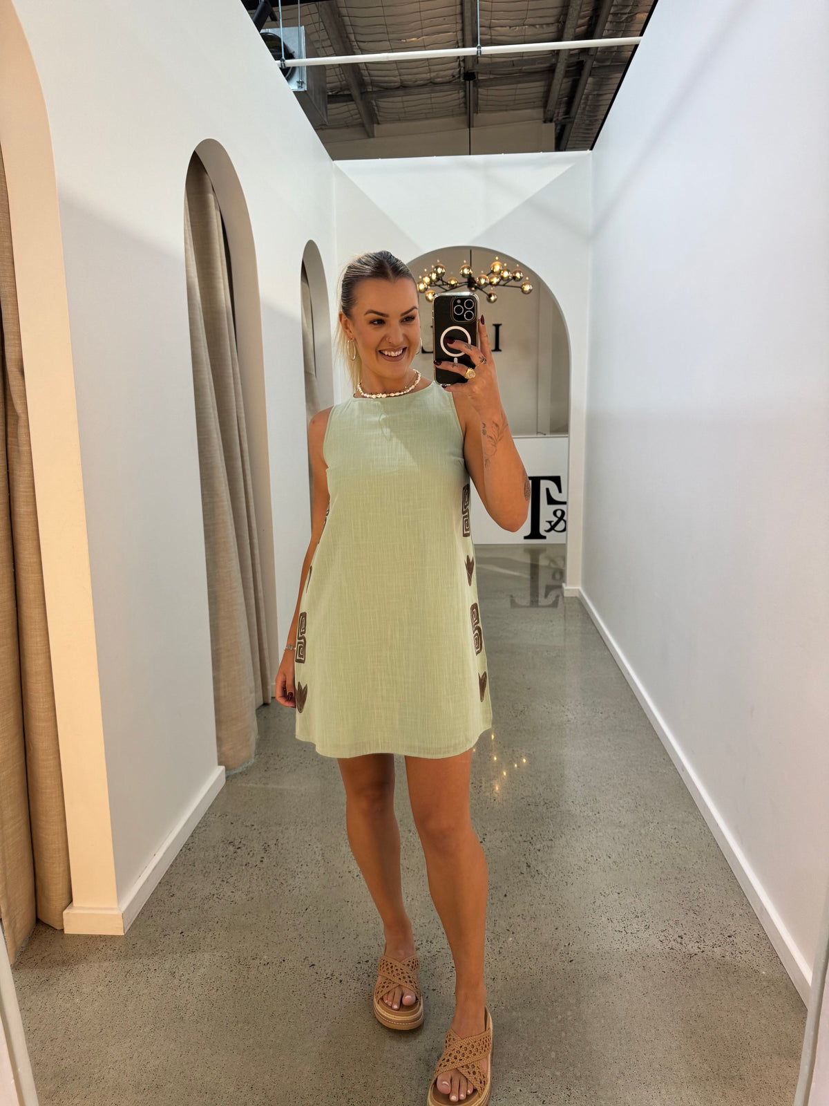 BY FRANKIE / SAGE CHOC SIDE PANEL SHIFT DRESS / 144-12