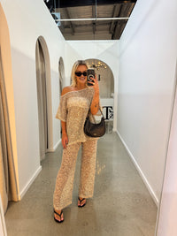 BY FRANKIE / BEIGE OFF SHOULDER OVERSIZED SEQUIN TOP / 836-2
